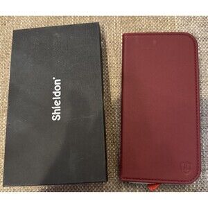 New Shieldon Iphone17 Pro Deep Red Leather Card Case 2 In 1